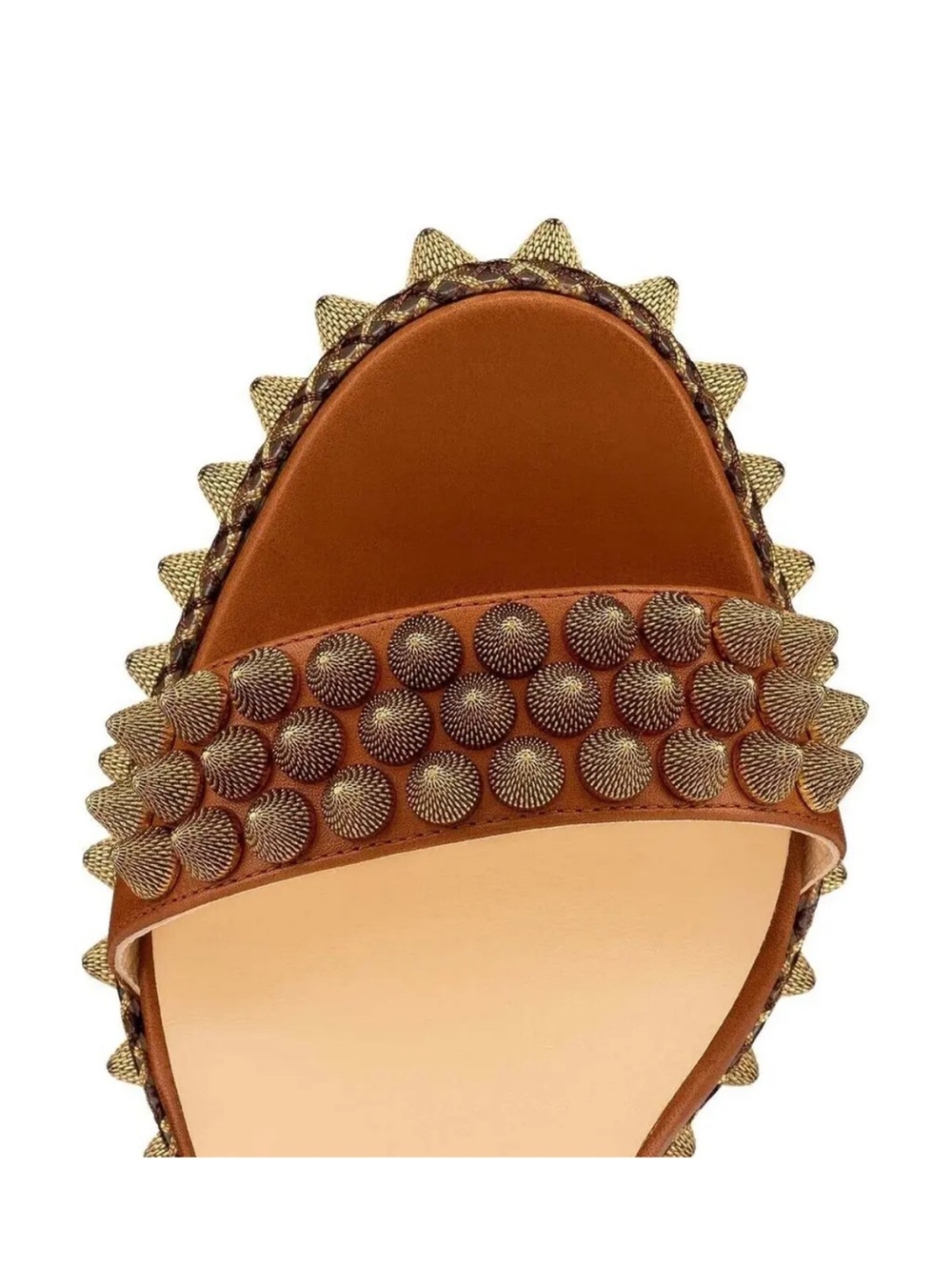 Christian Louboutin Cordorella 110 Brown Gold Studs Platform Wedge Sandal Heel - Picture 5 of 6